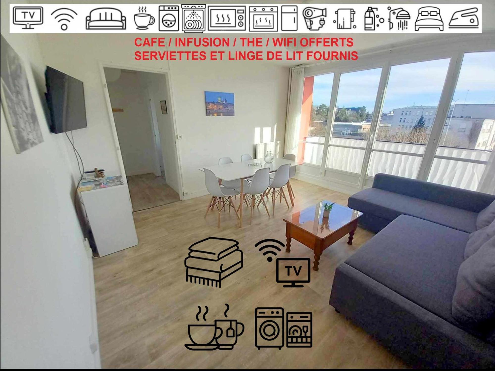 Appartement T3 57M2 Avec Balcon Proche Gare Sncf, Wifi Et Cafe Et The Offerts à Orléans Extérieur photo